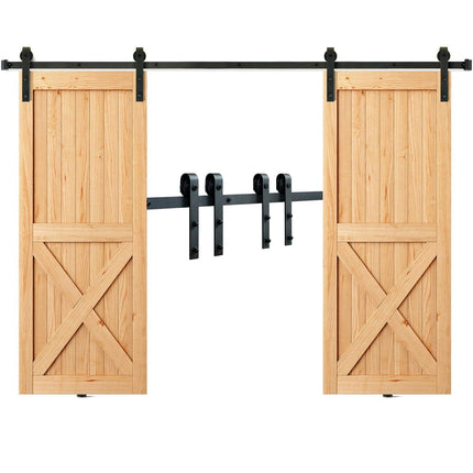 2440 mm Sliding Barn Door Hardware Closet Track Kit for Double Doors J Hanger.