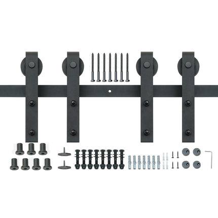 2440 mm Sliding Barn Door Hardware Closet Track Kit for Double Doors J Hanger.
