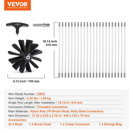 914.4CM Dryer Vent Cleaner Kit, 22 Pieces Duct Cleaning Brush, Reinforced Nylon Dryer Vent Brush, Dryer Cleaning Tools Lint Remover with Flexible Lint Trap Brush, Clamp Connectors.