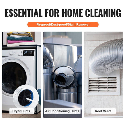 15.24M Dryer Vent Cleaner Kit, 37 Pieces Duct Cleaning Brush, Reinforced Nylon Dryer Vent Brush, Dryer Cleaning Tools Lint Remover with Flexible Lint Trap Brush, Clamp Connectors.