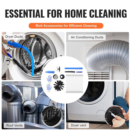 914.4CM Dryer Vent Cleaner Kit, 22 Pieces Duct Cleaning Brush, Reinforced Nylon Dryer Vent Brush with Complete Accessories, Dryer Cleaning Kit with Flexible Lint Trap Brush, Clamp Connectors.
