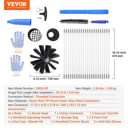 914.4CM Dryer Vent Cleaner Kit, 22 Pieces Duct Cleaning Brush, Reinforced Nylon Dryer Vent Brush with Complete Accessories, Dryer Cleaning Kit with Flexible Lint Trap Brush, Clamp Connectors.