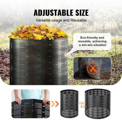 Compost Bin 1000 L, Outdoor Expandable Composter, Easy to Setup & Large Capacity Composting Bin, Fast Creation of Fertile Soil.