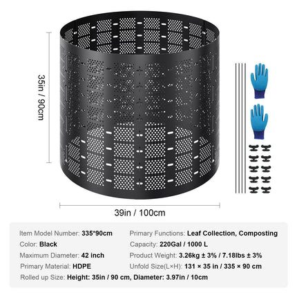 Compost Bin 1000 L, Outdoor Expandable Composter, Easy to Setup & Large Capacity Composting Bin, Fast Creation of Fertile Soil.