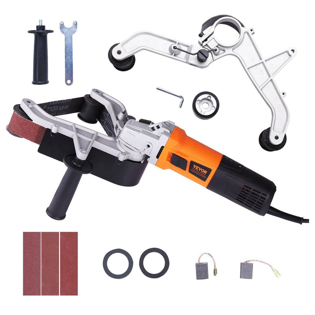 Pipe Tube Polisher Sander, 1300W Pipe Belt Sander with 6 Variable Speeds 1100-3200rpm, Professional Belt Sander Grinding Machine with 3PCS Sanding Belts for Burnishing Finishing Rust Removal.