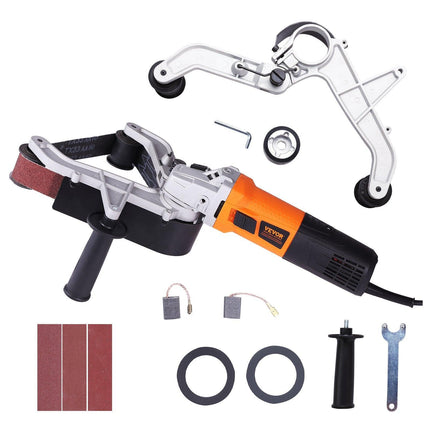 Pipe Tube Polisher Sander, 1300W Pipe Belt Sander with 6 Variable Speeds 1100-3200rpm, Professional Belt Sander Grinding Machine with 3PCS Sanding Belts for Burnishing Finishing Rust Removal.