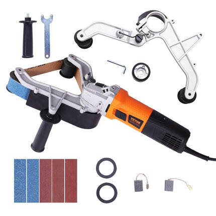 Pipe Tube Polisher Sander, 1300W Pipe Belt Sander with 6 Variable Speeds 1100-3200rpm, Professional Belt Sander Grinding Machine with 50PCS Sanding Belts for Burnishing Finishing Rust Removal.