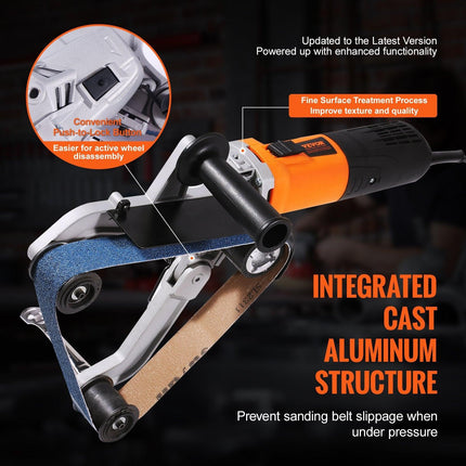 Pipe Tube Polisher Sander, 1300W Pipe Belt Sander with 6 Variable Speeds 1100-3200rpm, Professional Belt Sander Grinding Machine with 50PCS Sanding Belts for Burnishing Finishing Rust Removal.