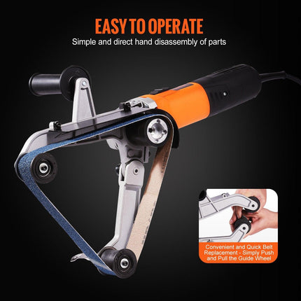 Pipe Tube Polisher Sander, 1300W Pipe Belt Sander with 6 Variable Speeds 1100-3200rpm, Professional Belt Sander Grinding Machine with 50PCS Sanding Belts for Burnishing Finishing Rust Removal.