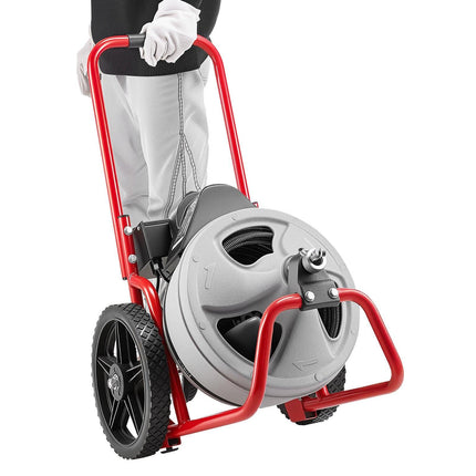 VEVOR Drain Cleaner Machine 22m x 9.5mm, Sewer Snake Auger Manual Feed on Wheels, Portable Drain Cleaning Machine with 6 Cutters & Air-activated Foot Switch for 50mm to 100mm Pipes.