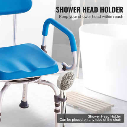 Swivel Shower Chair 360 Degree, Adjustable Shower Seat with Pivoting Arms & Padded Bath Seat for Inside Shower or Tub, Non-Slip Rotating Bathtub Chair for Elderly Disabled, 300LBS Capacity.