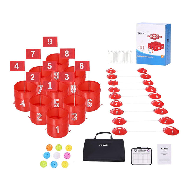 Backyard Golf Game 9 Hole Portable Bucket Golf Game for Kids and Adults.
