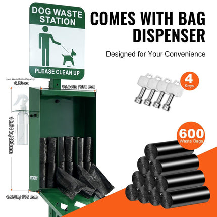 Dog Waste Station with 600 Dog Poop Bags Commercial Park Pet Poop Station.