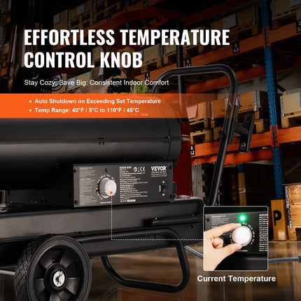 Portable Kerosene Forced Air Heater 70000 BTU Indoor Outdoor Use 5gal Tank.