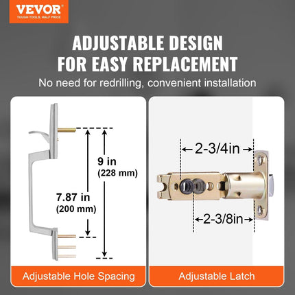 Entry Door Handle, Satin Nickel Square Handle Set with Lever Door Handle No Lock, Adjustable Hole Space, Front Door Handle with Reversible for Right and Left Handed Entrance and Front Door.