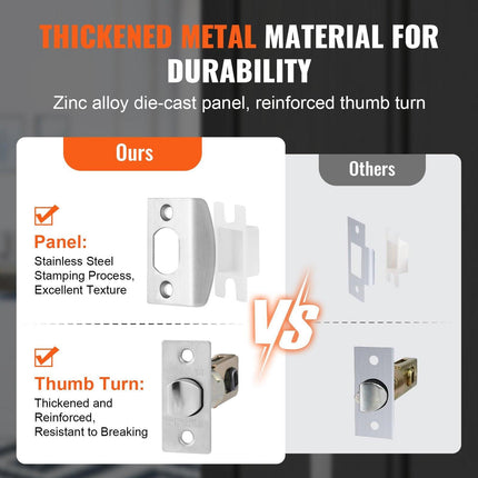Entry Door Handle, Satin Nickel Square Handle Set with Lever Door Handle No Lock, Adjustable Hole Space, Front Door Handle with Reversible for Right and Left Handed Entrance and Front Door.