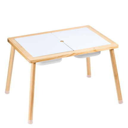 Kids Sensory Table Indoor Wooden Play Sand Water Table with 3 Storage Bins.