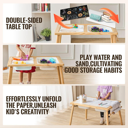 Kids Sensory Table Sand Water Play Table with 1 Paper Roll 3 Storage Bins.
