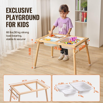 Kids Sensory Table Sand Water Play Table with 1 Paper Roll 3 Storage Bins.