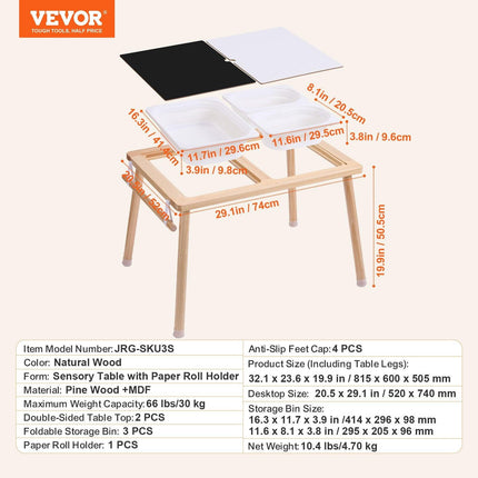 Kids Sensory Table Sand Water Play Table with 1 Paper Roll 3 Storage Bins.