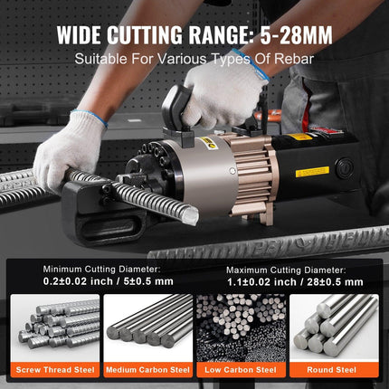 2000W Electric Hydraulic Rebar Cutter Cutting up to 1.1 Inch 5-28mm.