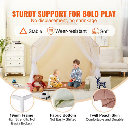 Kids Play Tent, Kids Tent for Kids 1-5 Years Old, Toddler Tent with Mat and Tent Lamp, Tent for Kids with Windows for Indoor and Outdoor, Yurt Tent for Boys and Girls, Beige.