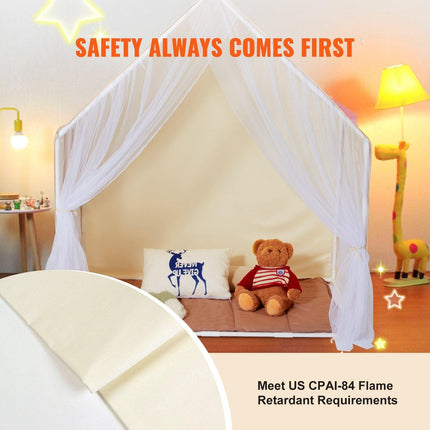 Kids Play Tent, Kids Tent for Kids 1-5 Years Old, Toddler Tent with Mat and Tent Lamp, Tent for Kids with Windows for Indoor and Outdoor, Yurt Tent for Boys and Girls, Beige.