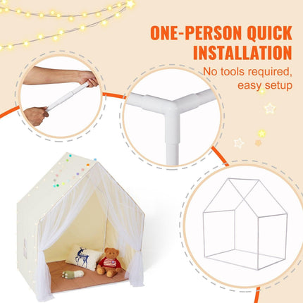 Kids Play Tent, Kids Tent for Kids 1-5 Years Old, Toddler Tent with Mat and Tent Lamp, Tent for Kids with Windows for Indoor and Outdoor, Yurt Tent for Boys and Girls, Beige.