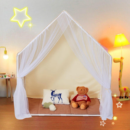 Kids Play Tent, Kids Tent for Kids 1-5 Years Old, Toddler Tent with Mat and Tent Lamp, Tent for Kids with Windows for Indoor and Outdoor, Yurt Tent for Boys and Girls, Beige.