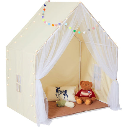 Kids Play Tent, Kids Tent for Kids 1-5 Years Old, Toddler Tent with Mat and Tent Lamp, Tent for Kids with Windows for Indoor and Outdoor, Yurt Tent for Boys and Girls, Beige.