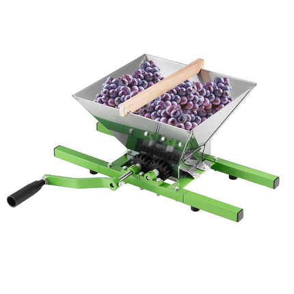 1.8 Gal/7L Fruit and Apple Crusher, Large Manual Grinder, Stainless Steel Fruit Scratter Pulper for Wine Cider Apple Grape Pressing, with Roller Handle for Kitchen Home, Green.