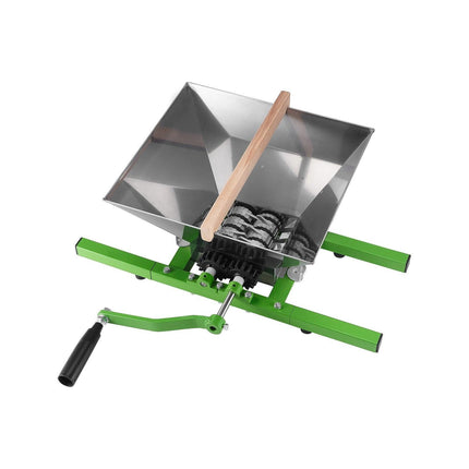 1.8 Gal/7L Fruit and Apple Crusher, Large Manual Grinder, Stainless Steel Fruit Scratter Pulper for Wine Cider Apple Grape Pressing, with Roller Handle for Kitchen Home, Green.