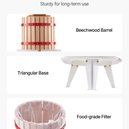 Fruit Wine Press Manual Press for Wine Making 3.2 Gal/12L Wood Basket.