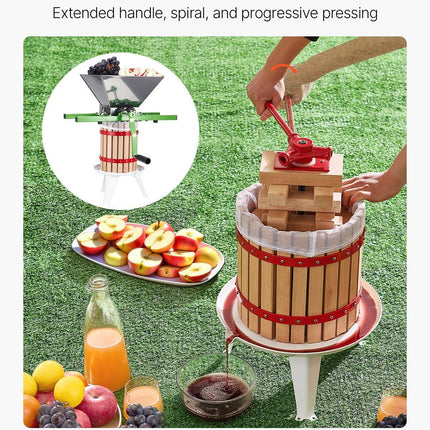 Fruit Wine Press Manual Press for Wine Making 3.2 Gal/12L Wood Basket.