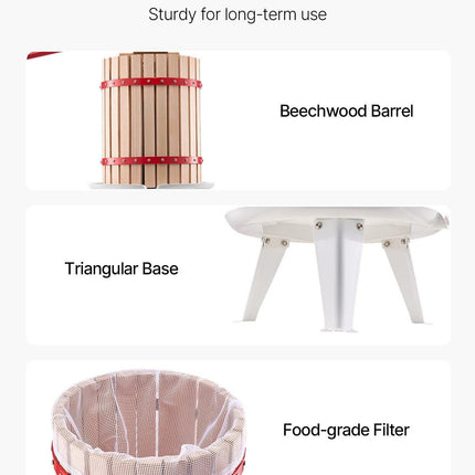Fruit Wine Press Manual Press for Wine Making 4.75 Gal/18L Wood Basket.