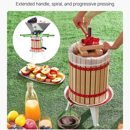 Fruit Wine Press Manual Press for Wine Making 4.75 Gal/18L Wood Basket.