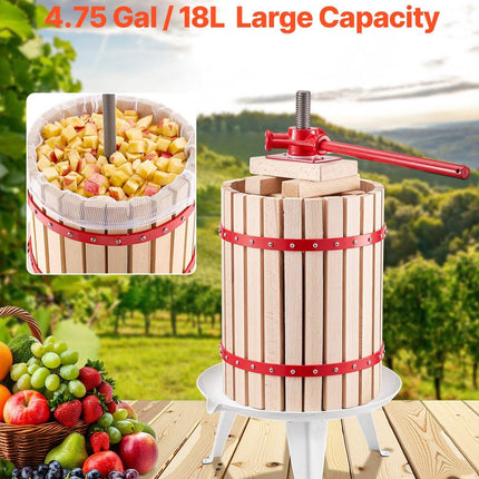 Fruit Wine Press Manual Press for Wine Making 4.75 Gal/18L Wood Basket.