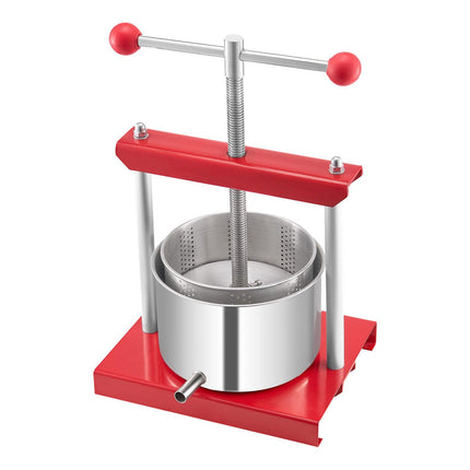 0.8 Gal/3L Fruit Wine Press, 2 Stainless Steel Barrels, Manual Juice Maker, Cider Apple Grape Tincture Honey Olive Oil Making Press with T-Handle for Outdoor Kitchen Home.