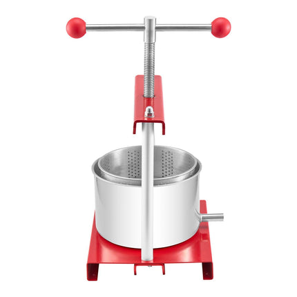 0.8 Gal/3L Fruit Wine Press, 2 Stainless Steel Barrels, Manual Juice Maker, Cider Apple Grape Tincture Honey Olive Oil Making Press with T-Handle for Outdoor Kitchen Home.