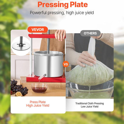Fruit Wine Press Manual Press for Wine Making 1.6 Gal/6L Stainless Steel.