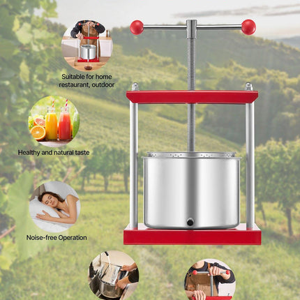 Fruit Wine Press Manual Press for Wine Making 1.6 Gal/6L Stainless Steel.