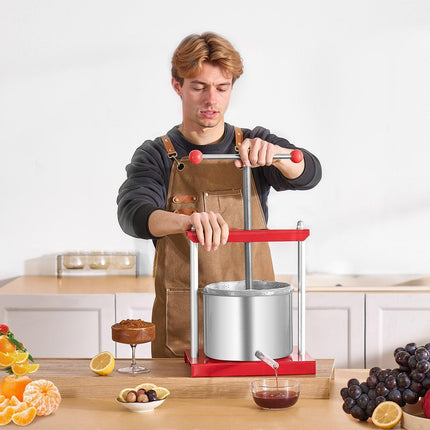 Fruit Wine Press Manual Press for Wine Making 1.6 Gal/6L Stainless Steel.