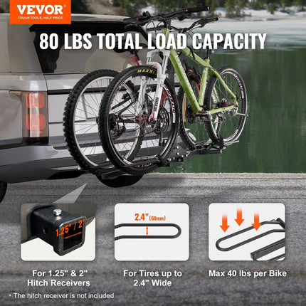 2-Bike Rack Hitch Mount Folding Carrier Car Truck SUV 1.25.