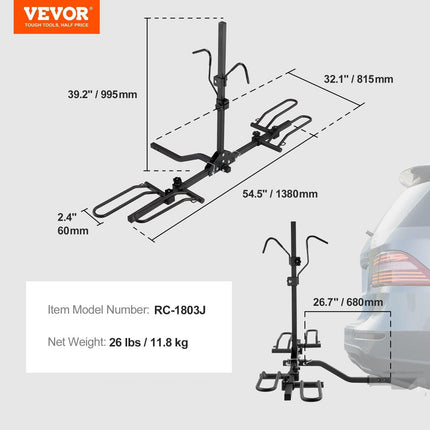 2-Bike Rack Hitch Mount Folding Carrier Car Truck SUV 1.25.