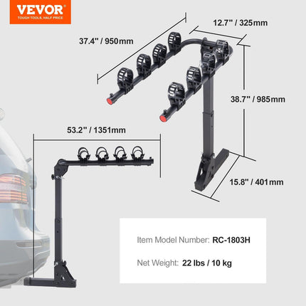 4 Bike Rack Hitch Mount Folding Swing Down Bicycle Carrier Car Truck SUV 150 lbs.