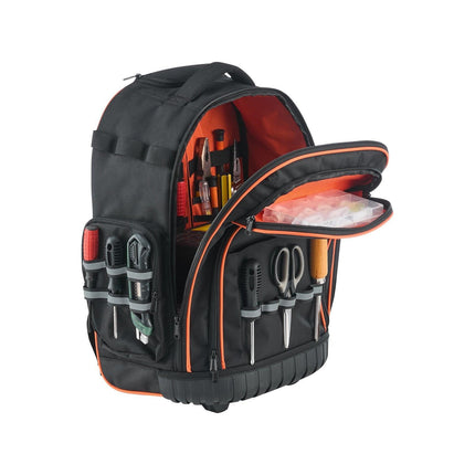 Rolling Tool Backpack, 110 lbs Load Capacity, 45 Pockets Heavy Duty Roller Tool Bag on Wheels, Adjustable Telescoping Handle & Stable Base, Toolbag Organizers for Construction, Mechanic.