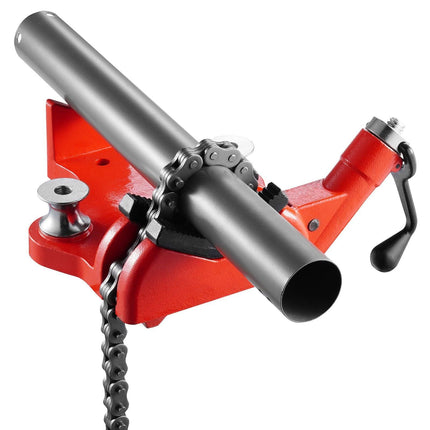 Heavy-Duty Pipe Chain Vise, 1/2" - 8" Pipe Capacity, 34.6" Rugged Chain & Cast Iron Base, Industrial-Grade Pipe Clamping for Plumbing, Automotive Repairs, Metalworking.