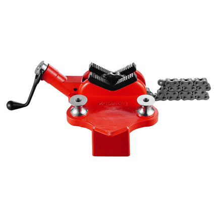 Heavy-Duty Pipe Chain Vise, 1/2" - 8" Pipe Capacity, 34.6" Rugged Chain & Cast Iron Base, Industrial-Grade Pipe Clamping for Plumbing, Automotive Repairs, Metalworking.