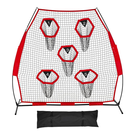 2133.6 x 2133.6mm Football Trainer Throwing Net, Training Throwing Target Practice Net with 5 Target Pockets, Knotless Net Includes Straps and Portable Carry Case, Improve QB Throwing Accuracy.