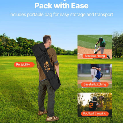 2133.6 x 2133.6mm Football Trainer Throwing Net, Training Throwing Target Practice Net with 5 Target Pockets, Knotless Net Includes Straps and Portable Carry Case, Improve QB Throwing Accuracy.
